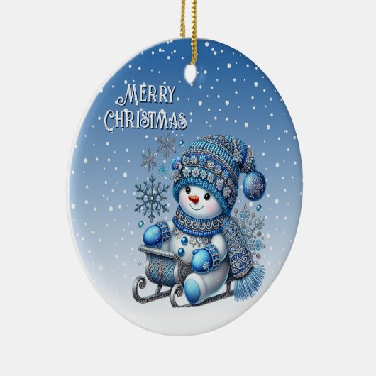 Sliding Snowman Kerstvakantie Ornament (Rechts)