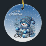 Sliding Snowman Kerstvakantie Ornament<br><div class="desc">Mooie glijdende sneeuwman kerstvakantie Ornament</div>