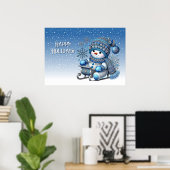Sliding Snowman Kerstvakantie Poster (Thuiskantoor)