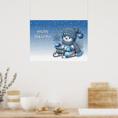Sliding Snowman Kerstvakantie Poster (Keuken)