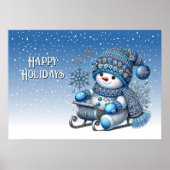 Sliding Snowman Kerstvakantie Poster (Voorkant)