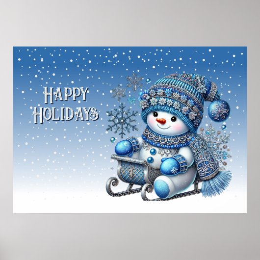 Sliding Snowman Kerstvakantie Poster (Voorkant)