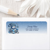 Sliding Snowman Kerstvakantie Retouradres Etiket (Insitu)