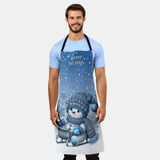 Sliding Snowman Kerstvakantie Schort (Gedragen)