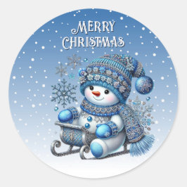 Sliding Snowman Kerstvakantie Sticker