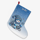 Sliding Snowman Kerstvakantie Stocking Grote Kerstsok (Voorkant (Hangend))