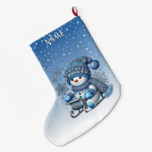 Sliding Snowman Kerstvakantie Stocking Grote Kerstsok (Achterkant (Hangend))