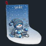 Sliding Snowman Kerstvakantie Stocking Grote Kerstsok<br><div class="desc">Mooie glijdende sneeuwman kerstvakantie kous</div>