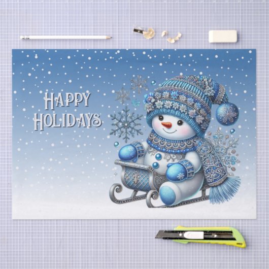 Sliding Snowman Kerstvakantie Tissue Papier (Craft)