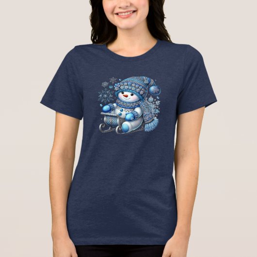 Sliding Snowman Kerstvakantie Vrouwen T-shirt (Voorkant)