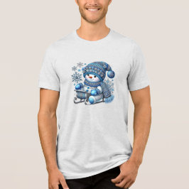 Sliding Snowman Mannen T-Shirt Tri-Blend Shi