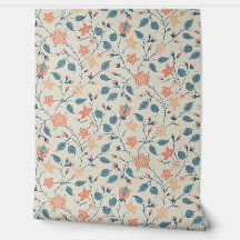Slierend Bloemmotief - Paisley - Perzik en Stofbla
