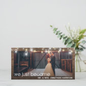 Sliert lichten foto net getrouwd uitnodiging (Staand voorkant)