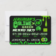 Slijm Groen VIP Verjaardagsfeest Creditcard