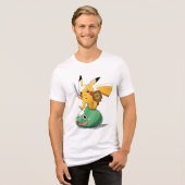 Slijm Ruiter Pikachu (pokemon) Tri-Blend Shirt (Voorkant volledig)