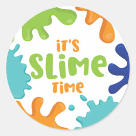 Slijm Tijd Verjaardagsfeest Borden Oranje Blauw Gr Ronde Sticker