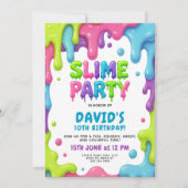 Slijm Verjaardag met Kleurrijke Neon Druppels Kaart (Voorkant)