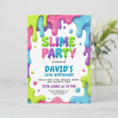 Slijm Verjaardag met Kleurrijke Neon Druppels Kaart (Staand voorkant)