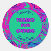 Slijm Verjaardagsfeest Kleurrijk Koel Roze Dank u Ronde Sticker (Voorkant)