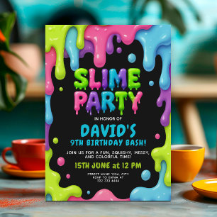 Slijm Verjaardagsfeest met Neon Drips Kaart