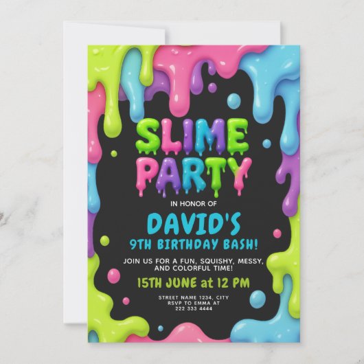 Slijm Verjaardagsfeest met Neon Drips Kaart (Voorkant)