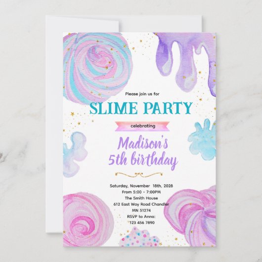 Slijm verjaardagsfeest uitnodiging (Voorkant)