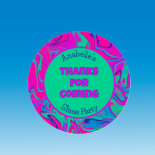 Slijm verjaardagsfeestje Kleurrijk Cool Roze Dank  Ronde Sticker