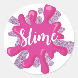 Slijm verjaardagssticker in roze en paars ronde sticker