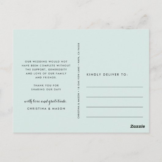 Slijmband | Weddenfoto Hartelijk dank Briefkaart (Achterkant)