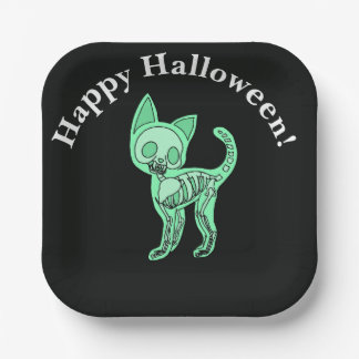 Slijmerige Kat Halloween Gelukkig Halloween Papieren Bordje