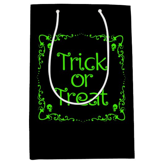 Slijmgroene Trick or treat Medium Cadeauzakje (Voorkant)