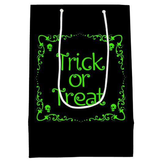 Slijmgroene Trick or treat Medium Cadeauzakje (Achterkant)