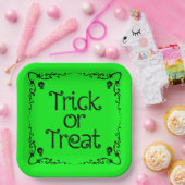 Slijmgroene Trick or treat Papieren Bordje (Feest)
