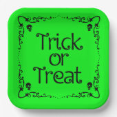 Slijmgroene Trick or treat Papieren Bordje (Voorkant)