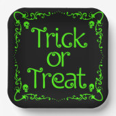 Slijmgroene Trick or treat Papieren Bordje (Voorkant)