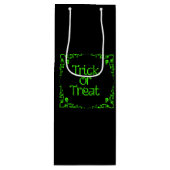 Slijmgroene Trick or treat Wijn Cadeautas (Voorkant)