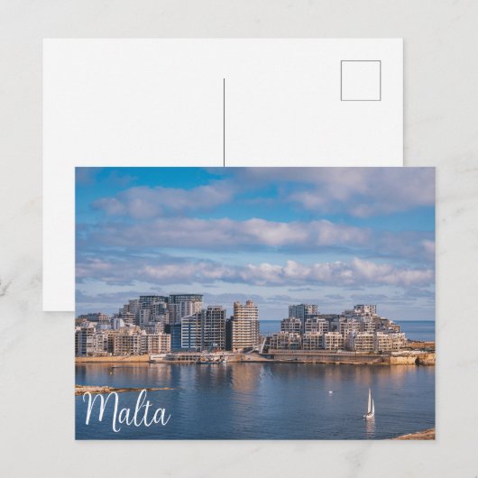 Slijmhaven en wolkenkrabbers op Malta Briefkaart (Voorkant / Achterkant)