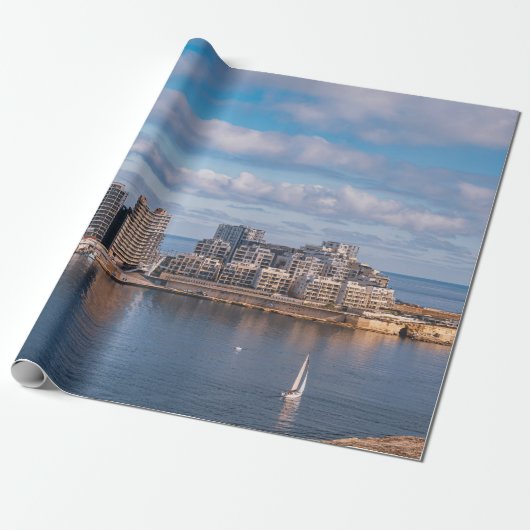 Slijmhaven en wolkenkrabbers op Malta Cadeaupapier (Uitgerold)