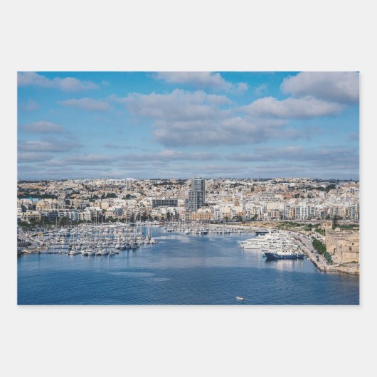 Slijmhaven en wolkenkrabbers op Malta Inpakpapier Vel (Voorkant 3)