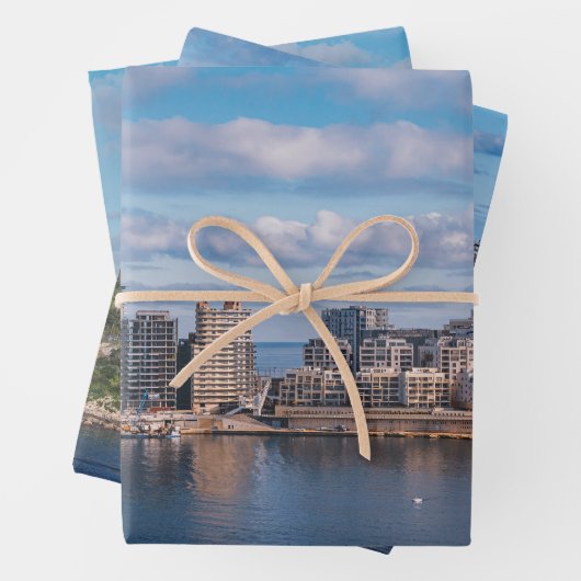 Slijmhaven en wolkenkrabbers op Malta Inpakpapier Vel (In situ)