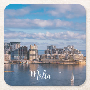 Slijmhaven en wolkenkrabbers op Malta Kartonnen Onderzetters