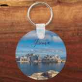 Slijmhaven en wolkenkrabbers op Malta Sleutelhanger (Voorkant)