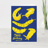 Slijmjurken Geel en Koningsblauw Verjaardag Kaart (Voorkant)