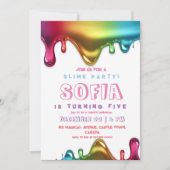 Slijmpartij Uitnodiging Kleurrijke Slijm Verjaarda (Voorkant)