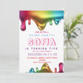 Slijmpartij Uitnodiging Kleurrijke Slijm Verjaarda (Staand voorkant)