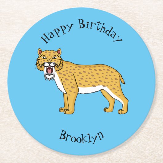 Slijmtandtijgerillustratie Ronde Kartonnen Onderzetter (Voorkant)