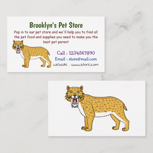 Slijmtandtijgerillustratie Visitekaartje (Voorkant / Achterkant)