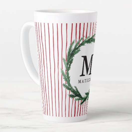 Slijp- en waterverf initiaal met kerstmis latte mok (Linkerhoek)