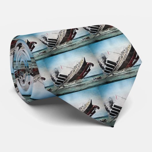 Slijpen van de Titanic Magic Lantern Slide Stropdas (Opgerold)