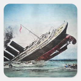 Slijpen van de Titanic Magic Lantern Slide Vierkante Sticker